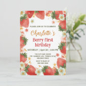 Niedliche Erdbeeren Regenbogenmuster 1. Einladung (Stehend Vorderseite)