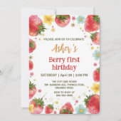 Niedliche Erdbeeren Regenbogenmuster 1. Einladung (Vorderseite)