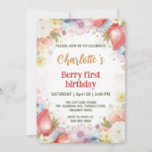 Niedliche Erdbeeren Regenbogenmuster 1. Einladung (Vorderseite)
