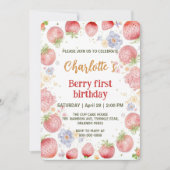 Niedliche Erdbeeren Regenbogenmuster 1. Einladung (Vorderseite)