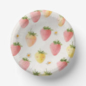 Niedliche Erdbeeren Regenbogenmuster Geburtstagspa Pappteller (Vorderseite)