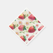 Niedliche Erdbeeren Regenbogenmuster Geburtstagspa Serviette (Ecke)
