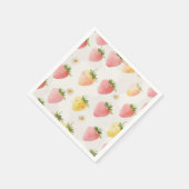 Niedliche Erdbeeren Regenbogenmuster Geburtstagspa Serviette (Ecke)