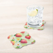 Niedliche Erdbeeren Regenbogenmuster Geburtstagspa Untersetzer (Vor Ort)