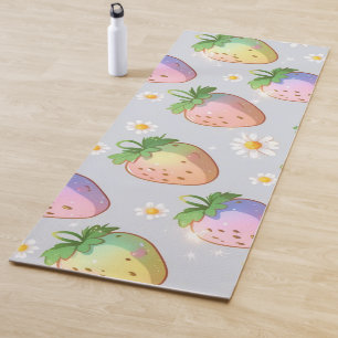 Niedliche Erdbeeren Regenbogenmuster Geburtstagspa Yogamatte