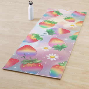 Niedliche Erdbeeren-Regenbogenübungen für sie Yogamatte