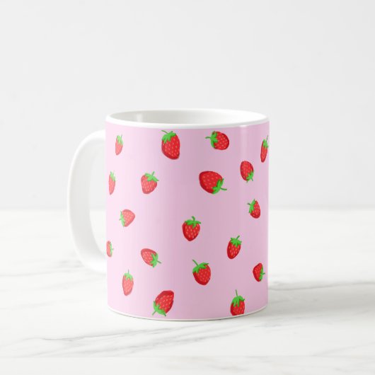 Niedliche Erdbeeren-Tasse Kaffeetasse (Vorderseite Links)