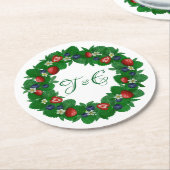 Niedliche Erdbeeren und Blaubeeren-Kranz-Untersetz Runder Pappuntersetzer (Angewinkelt)