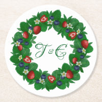 Niedliche Erdbeeren und Blaubeeren-Kranz-Untersetz