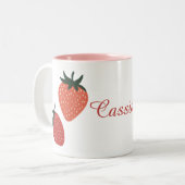 Niedliche Erdbeeren und Individuelle Name Zweifarbige Tasse (Vorderseite Links)