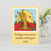 Niedliche Erdbeeren und Sommersonnenlächeln Karte (Stehend Vorderseite)