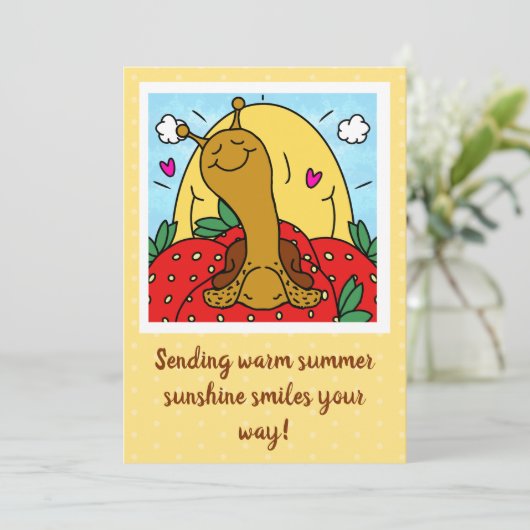 Niedliche Erdbeeren und Sommersonnenlächeln Karte (Stehend Vorderseite)