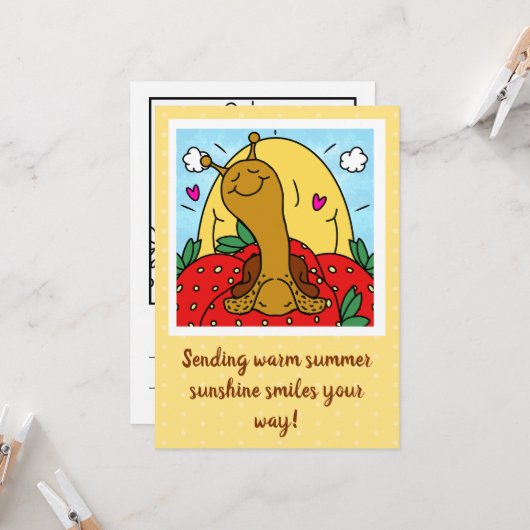 Niedliche Erdbeeren und Sommersonnenlächeln Karte (Vorderseite/Rückseite Beispiel)