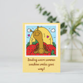 Niedliche Erdbeeren und Sommersonnenlächeln Postkarte (Stehend Vorderseite)
