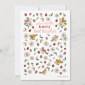 Niedliche Erdbeeren und Vögel Lehrerbewertung Dankeskarte (Vorderseite)