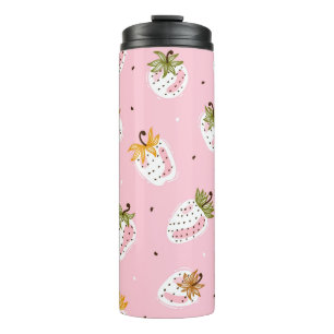 Niedliche Erdbeeren Vintag Nahtlose Muster. Obst  Thermosbecher