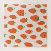 Niedliche Erdbeeren: Vintages Cartoon Muster Puzzle (Horizontal)