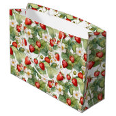 Niedliche Erdbeeren Wasserfarbe Große Geschenktüte (Rückseite Schrägansicht)