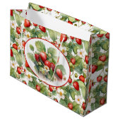 Niedliche Erdbeeren Wasserfarbe Große Geschenktüte (Vorderseite Schrägansicht)