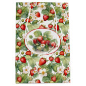 Niedliche Erdbeeren Wasserfarbe Mittlere Geschenktüte (Vorderseite)