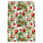 Niedliche Erdbeeren Wasserfarbe Mittlere Geschenktüte (Rückseite)