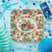 Niedliche Erdbeeren Wasserfarbe Pappteller (Party)
