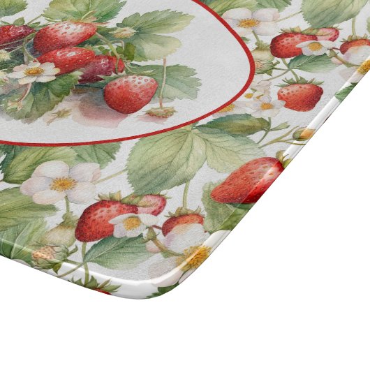 Niedliche Erdbeeren Wasserfarbe Schneidebrett (Ecke)