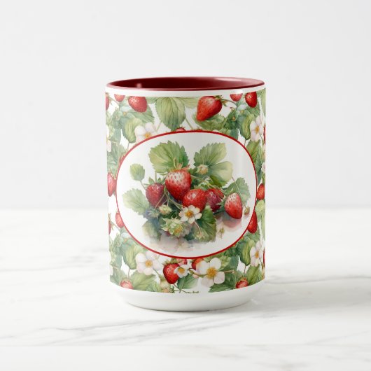 Niedliche Erdbeeren Wasserfarbe Tasse (Zentrum)