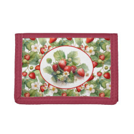 Niedliche Erdbeeren Wasserfarbe Tri-fold Geldbeutel