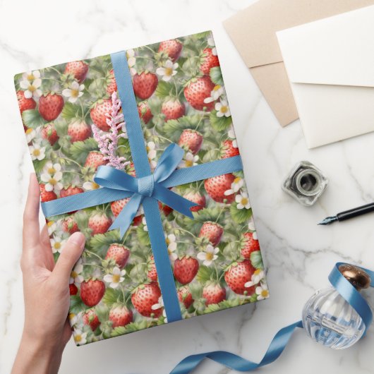 niedliche Erdbeerfruchtmuster Geschenkpapier (Schenken)