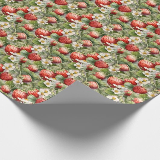 niedliche Erdbeerfruchtmuster Geschenkpapier (Ecke)