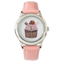 Niedliche Erdbeerkuchen in Aquarellfarbe