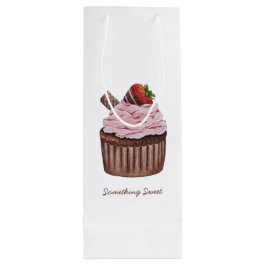 Niedliche Erdbeerkuchen in Aquarellfarbe Geschenktüte Für Weinflaschen