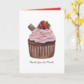 Niedliche Erdbeerkuchen in Aquarellfarbe Karte (Gelbe Blume)