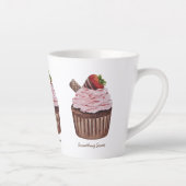 Niedliche Erdbeerkuchen in Aquarellfarbe Milchtasse (Rechts)