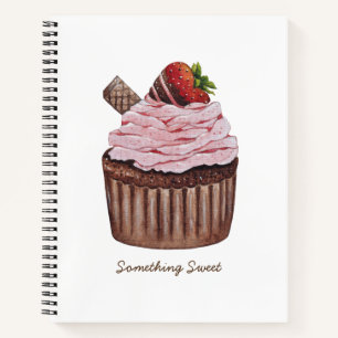 Niedliche Erdbeerkuchen in Aquarellfarbe Notizblock