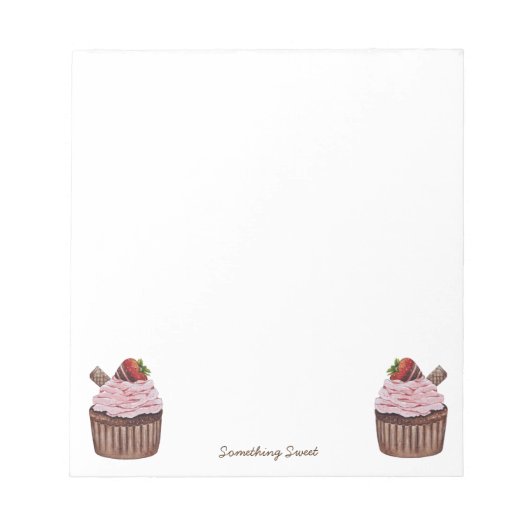 Niedliche Erdbeerkuchen in Aquarellfarbe Notizblock (Vorderseite)