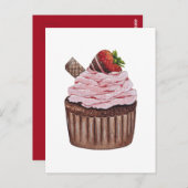 Niedliche Erdbeerkuchen in Aquarellfarbe Postkarte (Vorne/Hinten)