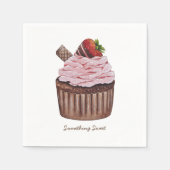 Niedliche Erdbeerkuchen in Aquarellfarbe Serviette (Vorderseite)