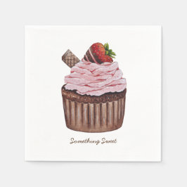 Niedliche Erdbeerkuchen in Aquarellfarbe Serviette