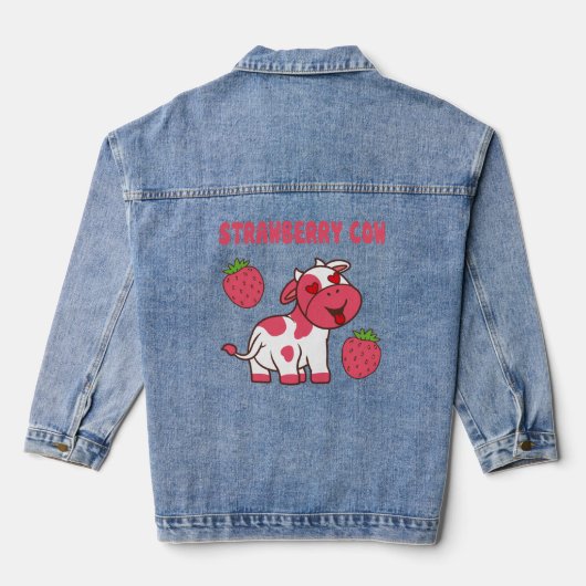 Niedliche Erdbeerkuh Jeansjacke (Rückseite)