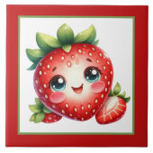 Niedliche Erdbeerliebhaber Küche Fliese (Vorderseite)