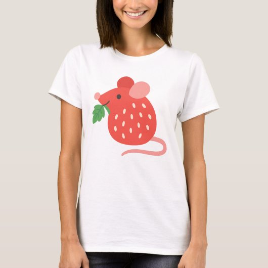 Niedliche Erdbeermaus Fruchttier T-Shirt (Vorderseite)