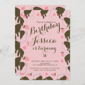 Niedliche Erdbeerschokolade Tropfen Geburtstag Einladung (Vorne/Hinten)