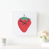 Niedliche Erdbeeruhr Quadratische Wanduhr (Zuhause)