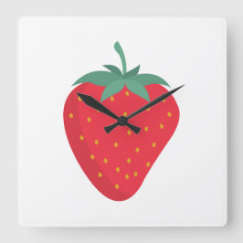 Niedliche Erdbeeruhr Quadratische Wanduhr