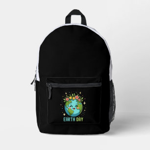 Niedliche Erde am Tag der Erde mit Blumen Bedruckter Rucksack