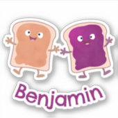 Niedliche Erdnussbutter und Gelee-Sandwich-Cartoon Aufkleber (Vorderseite)