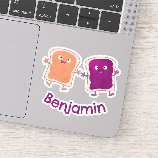 Niedliche Erdnussbutter und Gelee-Sandwich-Cartoon Aufkleber (Detail)