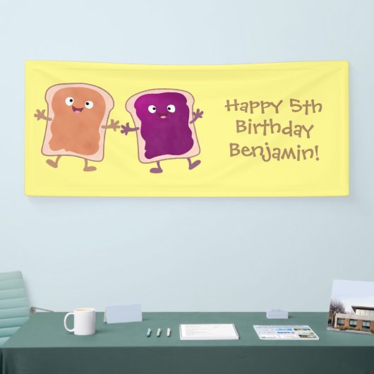 Niedliche Erdnussbutter und Gelee-Sandwich-Cartoon Banner (Messe)